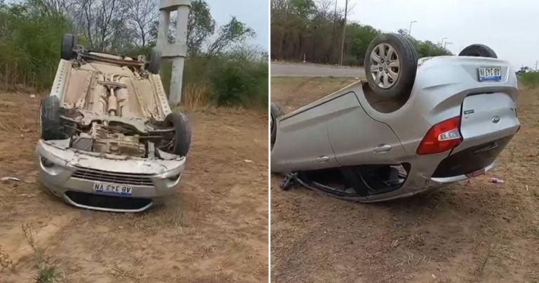 Impactante accidente en el norte salteño un auto despistó y volcó tras