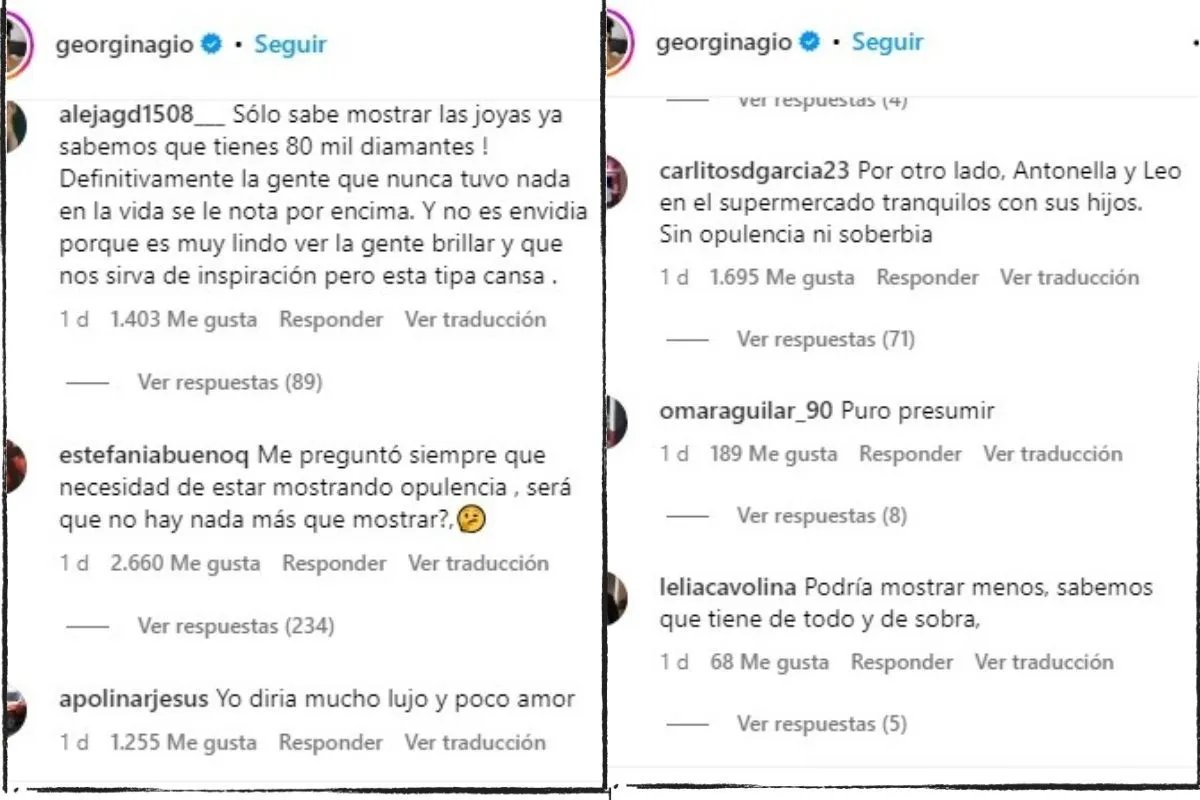 Comentarios contra Georgina Rodr&iacute;guez