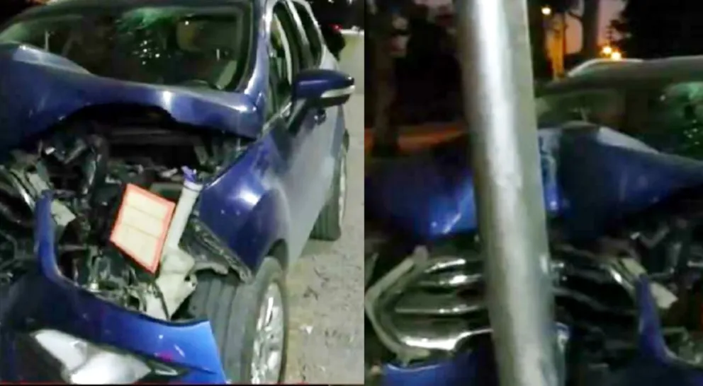 Terrible accidente en zona sur: perdió el control, chocó un poste de luz y está hospitalizado