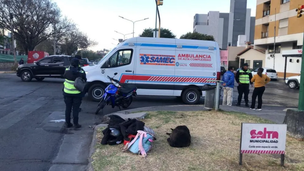 Una moto derrapó con dos niños a bordo en Avenida Bicentenario     