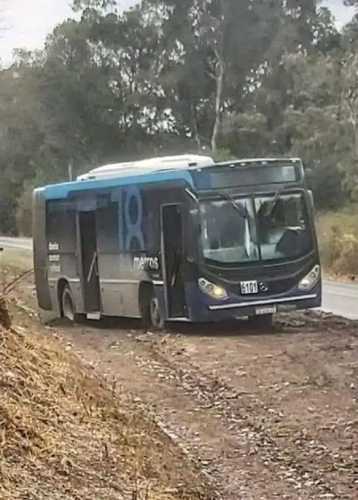 Pánico en plena ruta 51: un colectivo con pasajeros perdió el control y terminó en la banquina