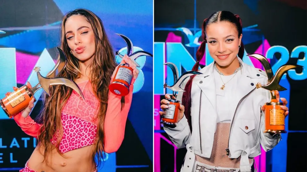 Así fue el ardiente beso en la boca que Emilia Mernes le dio a Tini Stoessel: video