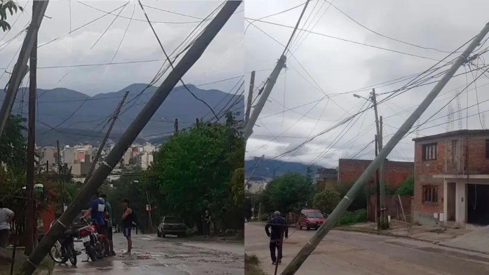Preocupación por postes de luz pendiendo de cables en la zona del templete San Cayetano