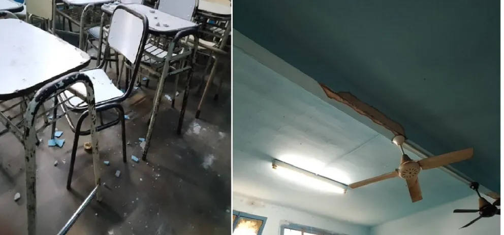Se cayó el cielo raso en un aula de la escuela Güemes de Orán y tres alumnos resultaron heridos