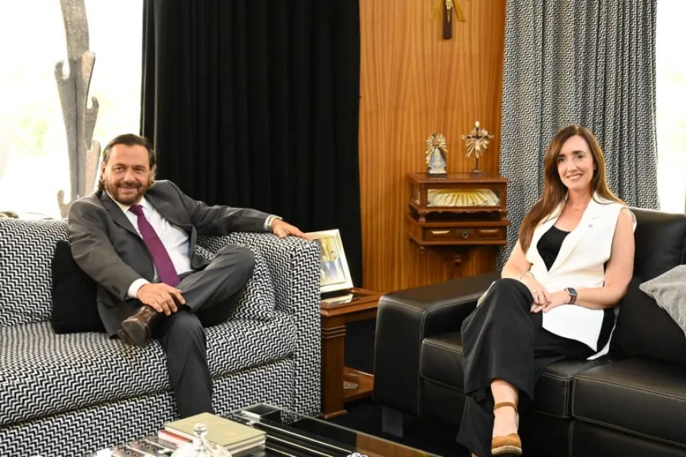 Gustavo Sáenz recibió a Victoria Villarruel en Casa de Gobierno