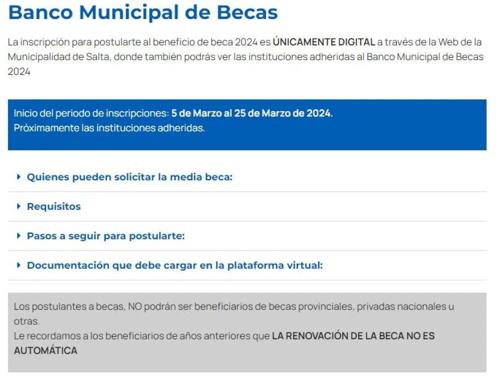 Inscripción Becas Municipales 2024