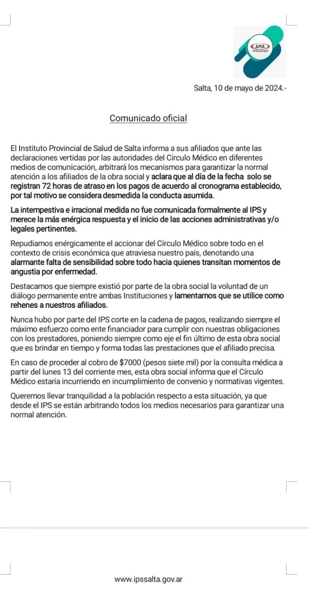 Comunicado IPS atenci&oacute;n a los afiliados 