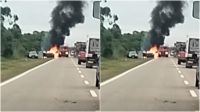 Corte total en la Ruta Nacional 34: se prendió fuego un auto 