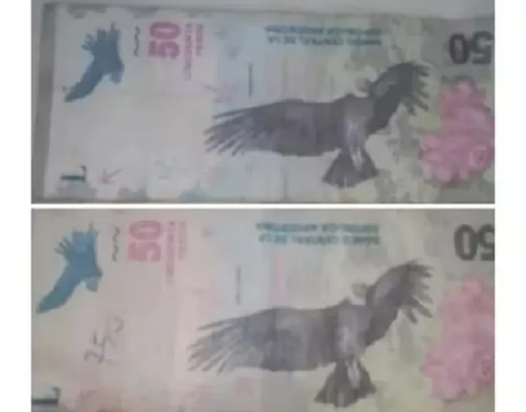 billete 50 pesos errores 
