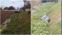 Brutal accidente en Avenida Juan XXIII: un automóvil terminó dentro del canal