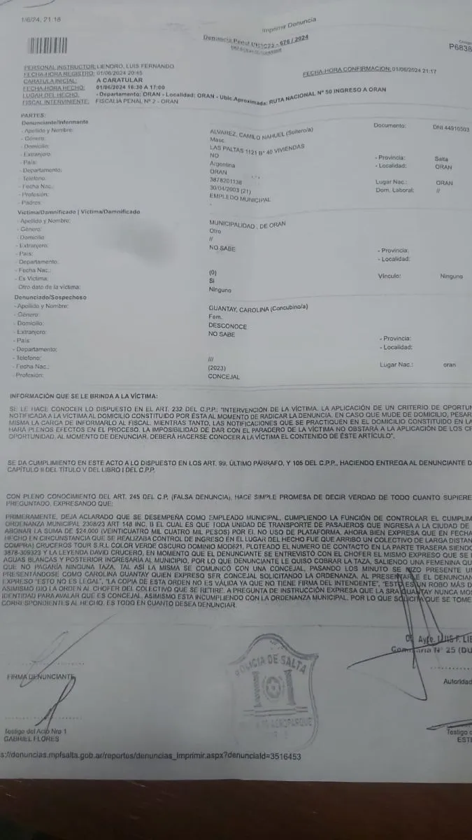 Concejo Deliberante de Or&aacute;n Carolina Guantay 