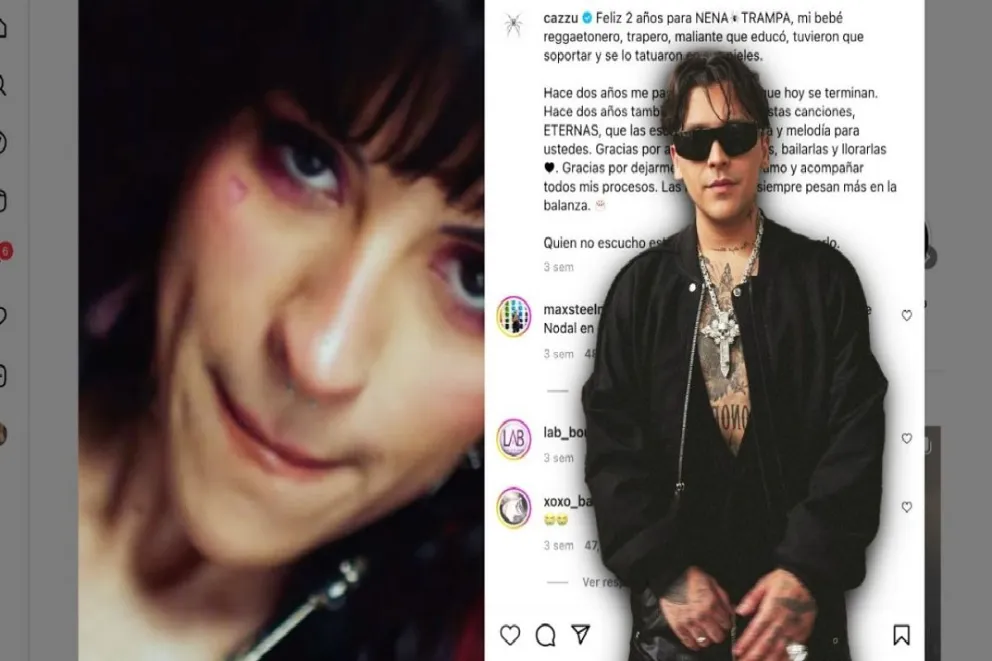 Christian Nodal genera polémica al reaccionar a posteo de Cazzu en redes sociales