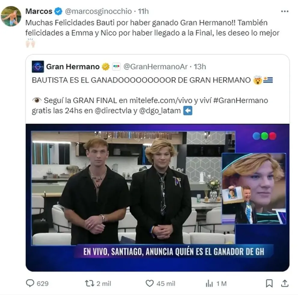 Marcos Ginocchio-Gran Hermano