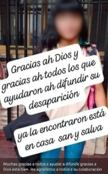 Adolescente encontrada