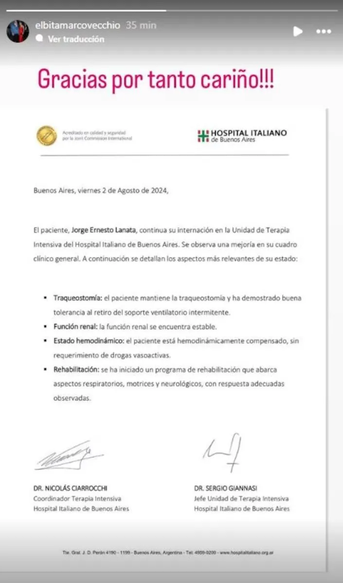 Jorge Lanata-estado de salud