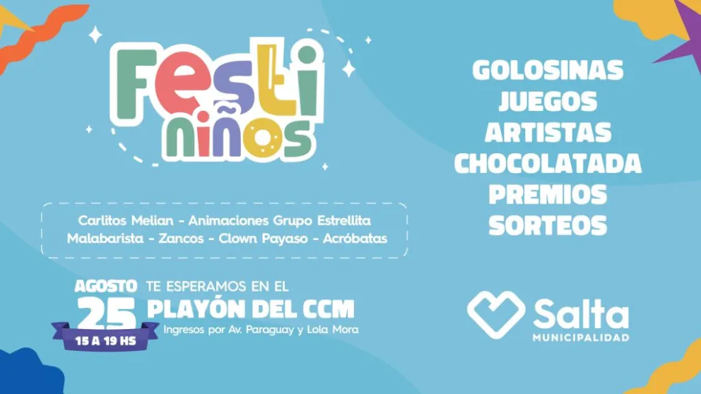 Con shows, juegos y sorpresas, este domingo la Municipalidad de Salta celebrará el Día de las Infancias