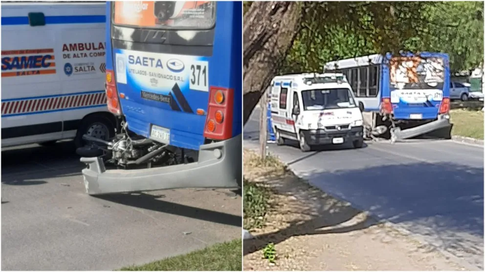Una moto y un colectivo de SAETA protagonizaron un brutal choque en Avenida Gato y Mancha