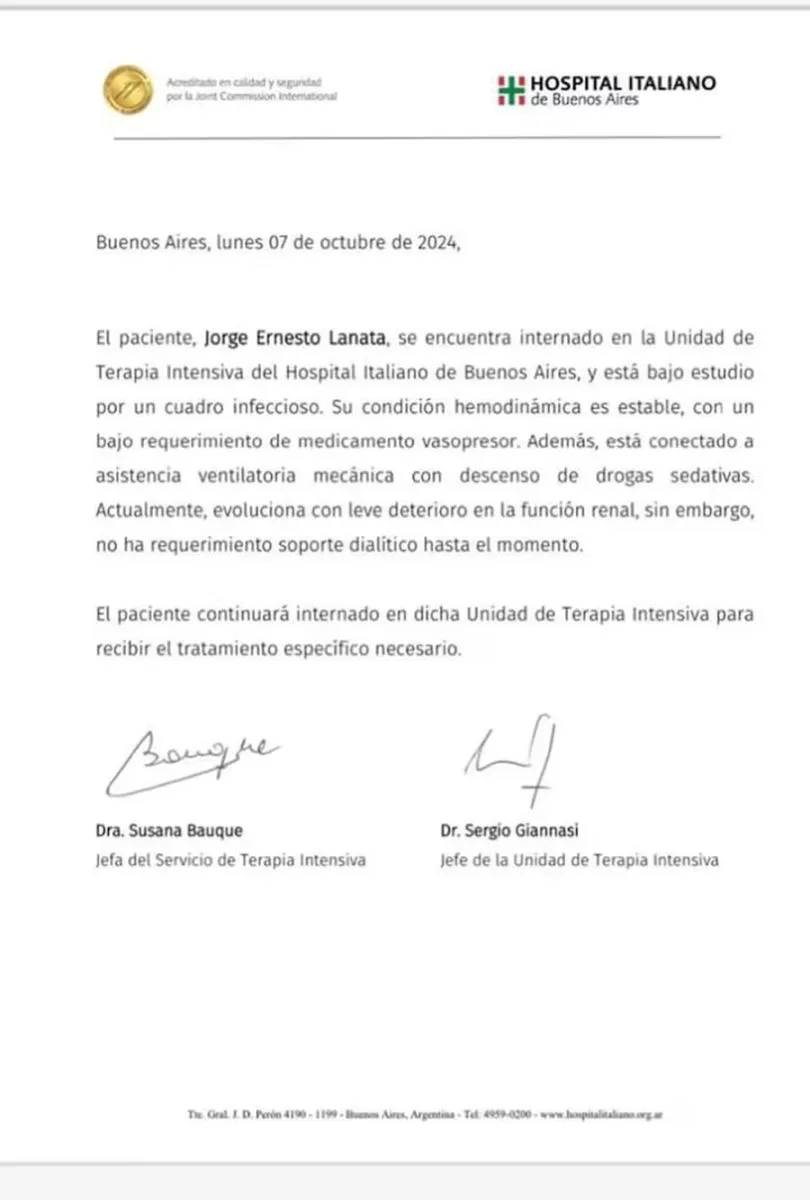 Jorge Lanata - parte m&eacute;dico