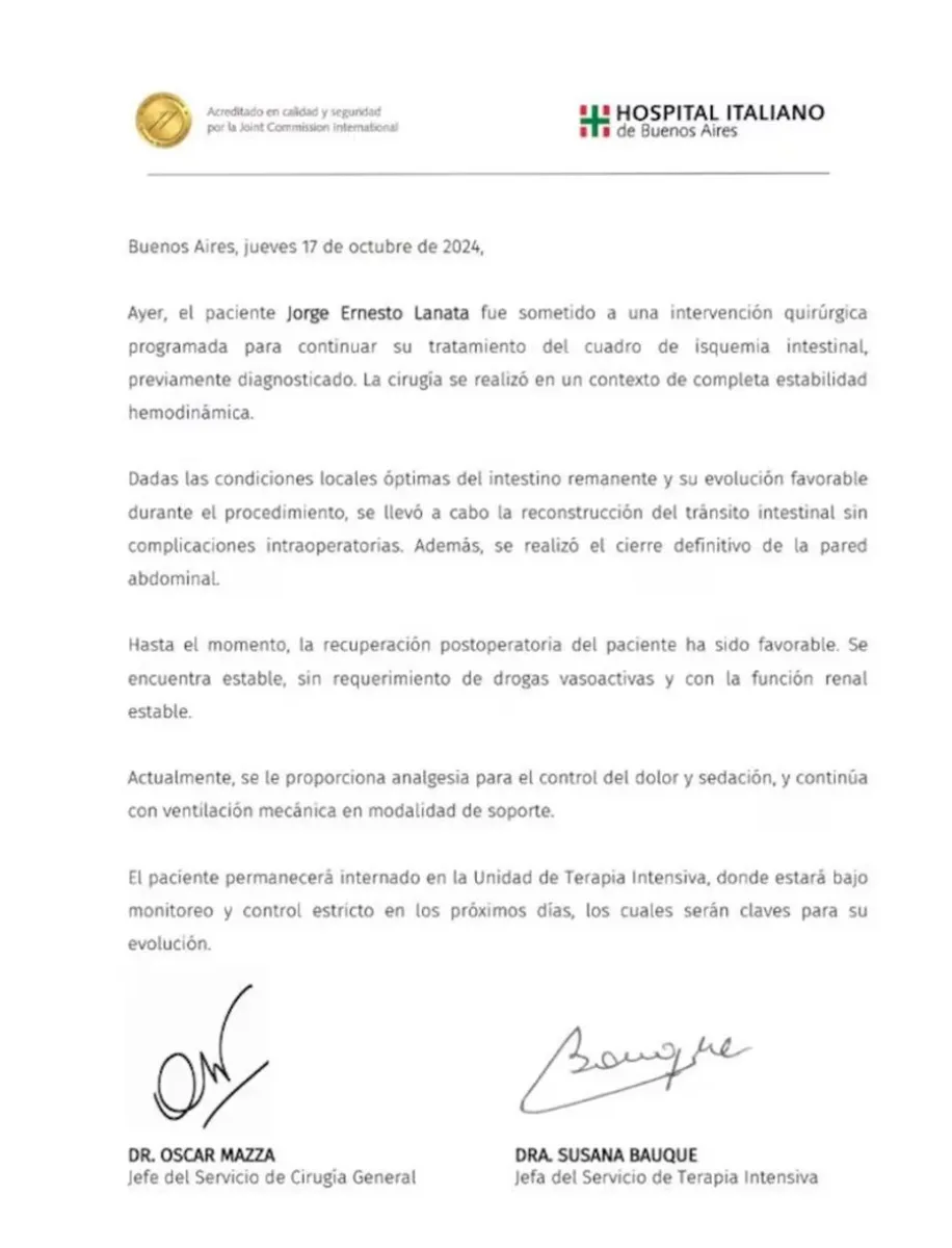 Jorge Lanata - parte m&eacute;dico