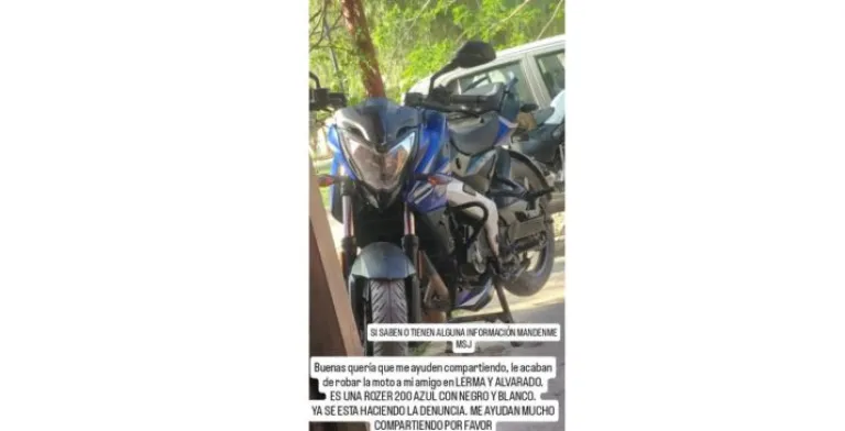 Moto robada, redes sociales