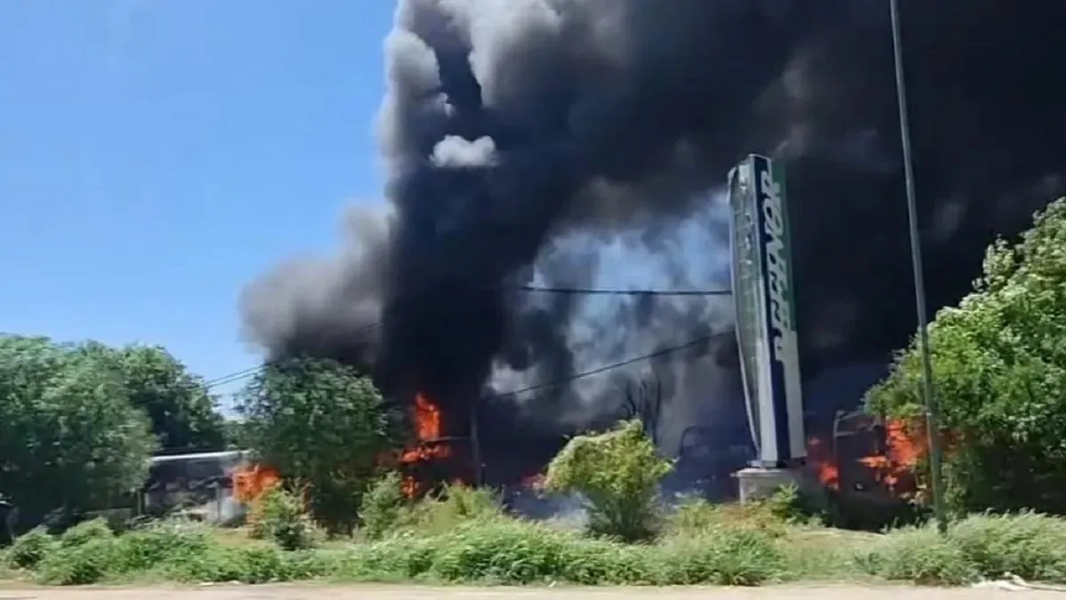 Incendio de catorce colectivos 