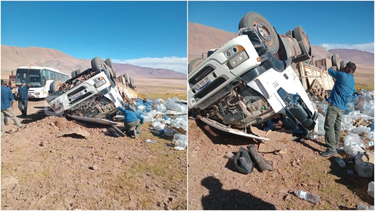 Vuelco de un cami&oacute;n en Tolar Grande 