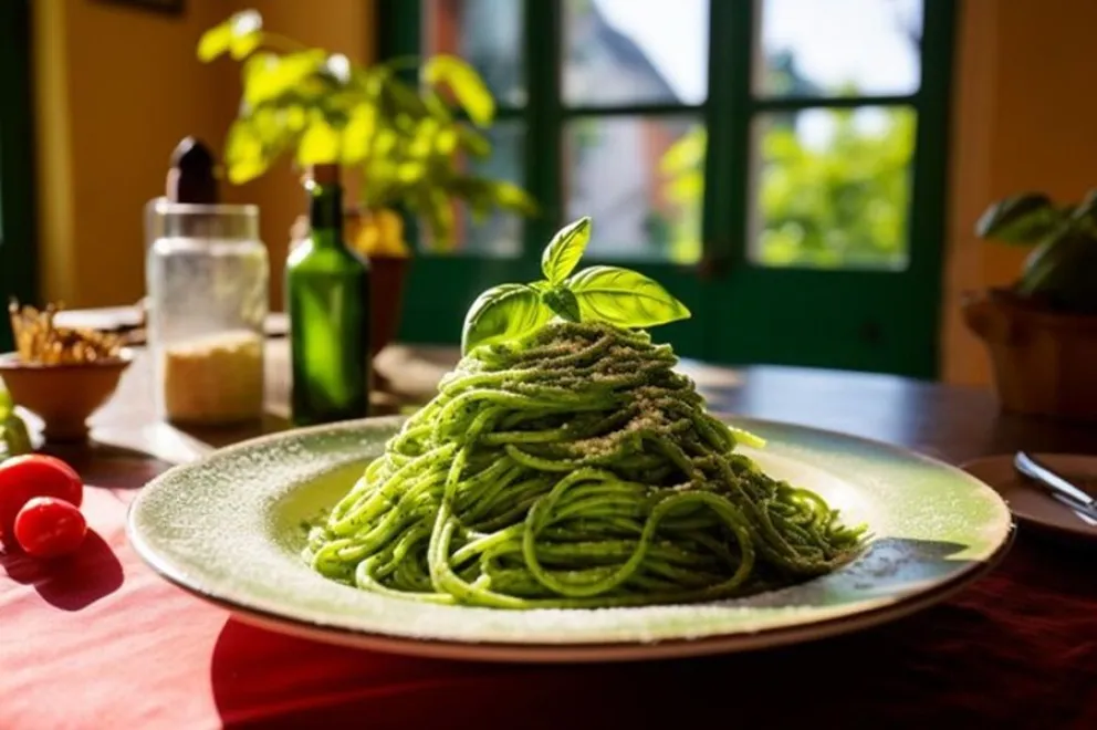 receta - fideos en salsa verde peruana