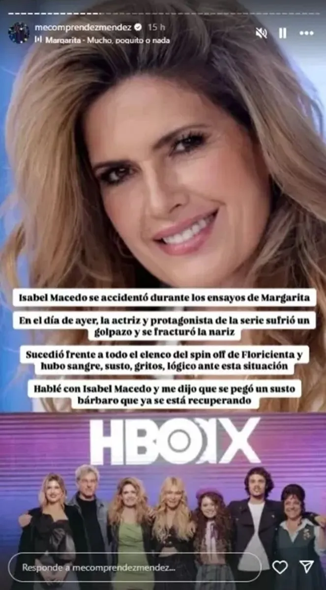 Isabel Macedo - accidente