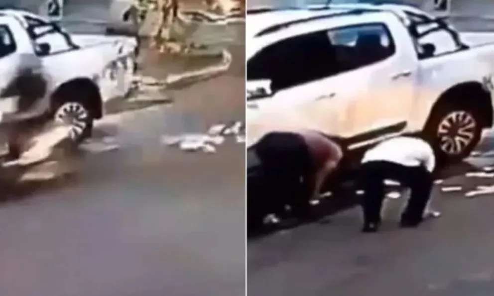 |VIDEO| Se le cayeron billetes de $10.000 mientras viajaba en moto: se los robaron en la cara