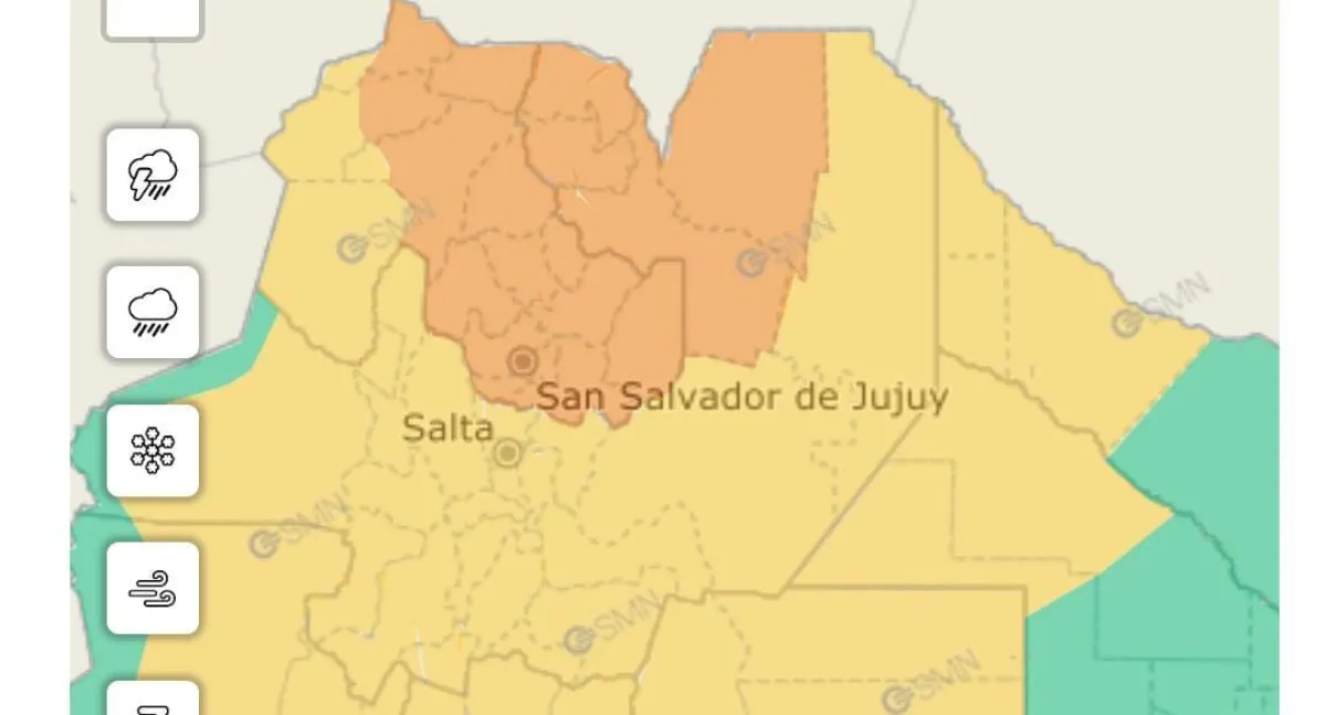 Tiempo en Salta alerta amarilla 