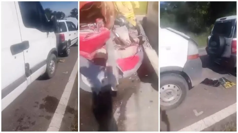 Impactante choque en cadena en Ruta 50: un automovilista quedó atrapado