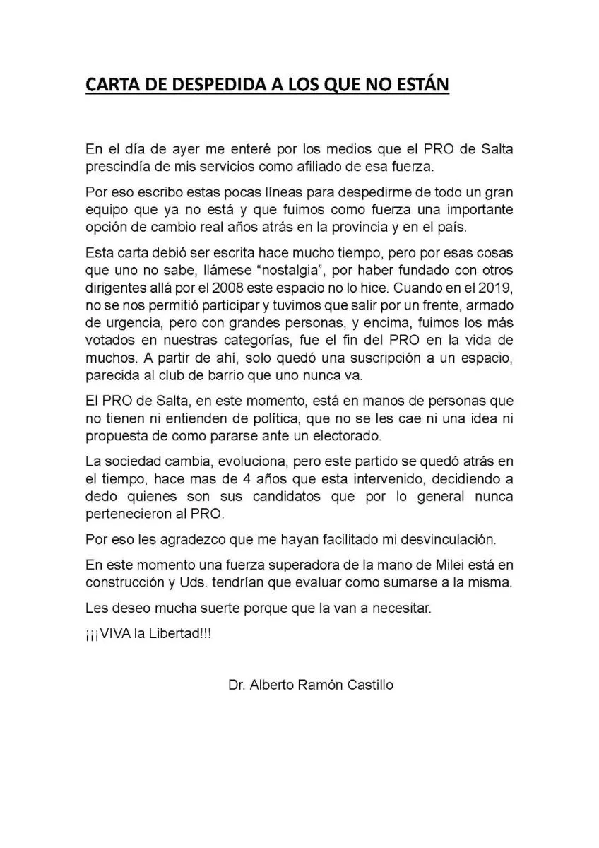 CARTA ALBERTO CASTILLO