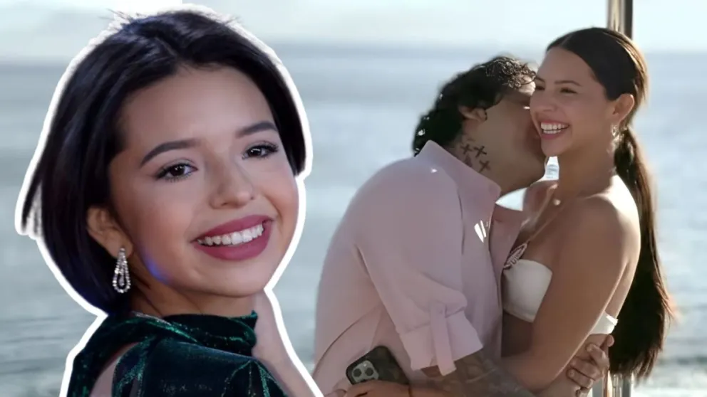 ¡Se le fue la mano! Ángela Aguilar causa risas con foto retocada junto a Christian en la playa