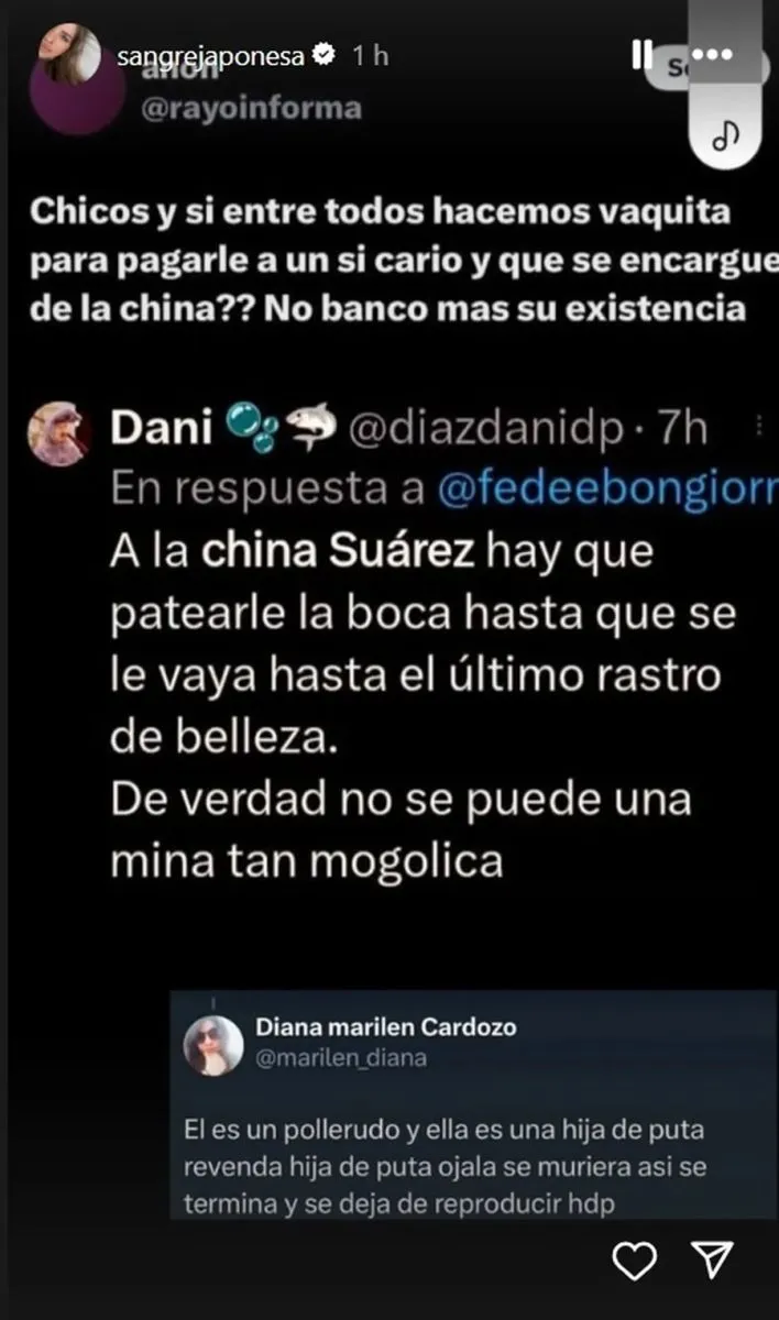 China Su&aacute;rez - amenazas
