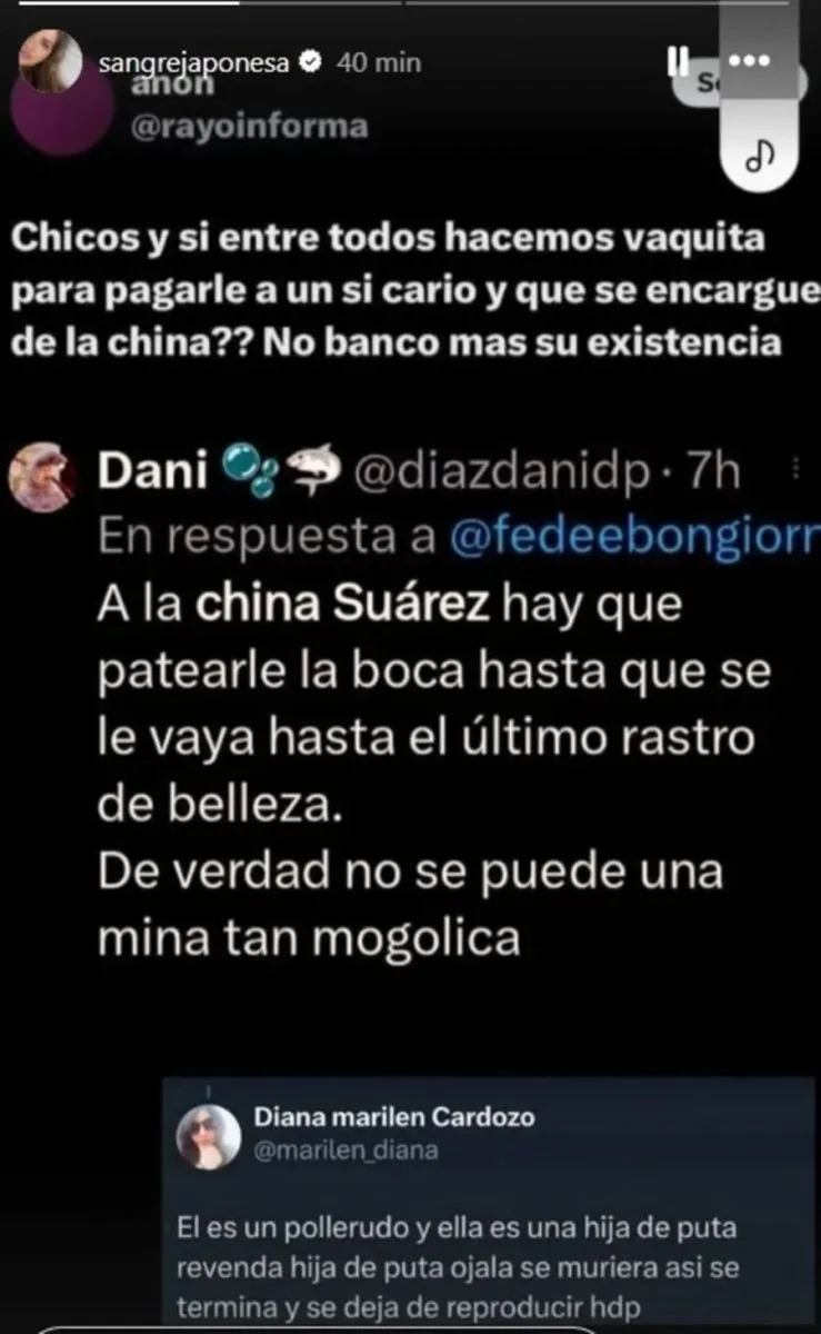 <blockquote class="twitter-tweet" data-media-max-width="560"><p lang="es" dir="ltr">&eth;&sup2; LAS REDES SIN L&Iacute;MITES: LA "CHINA" SU&Aacute;REZ AMENAZADA DE MUERTE<a href="https://twitter.com/Intrusos?ref_src=twsrc%5Etfw">@intrusos</a> <a href="https://twitter.com/hashtag/Intrusos25A%C3%B1os?src=hash&amp;ref_src=twsrc%5Etfw">#Intrusos25A&ntilde;os</a> <a href="https://t.co/qk5ywLPgEE">pic.twitter.com/qk5ywLPgEE</a></p>&mdash; Am&eacute;rica TV (@AmericaTV) <a href="https://twitter.com/AmericaTV/status/1932116071441428961?ref_src=twsrc%5Etfw">June 9, 2025</a></blockquote> <script async src="https://platform.twitter.com/widgets.js" charset="utf-8"></script>