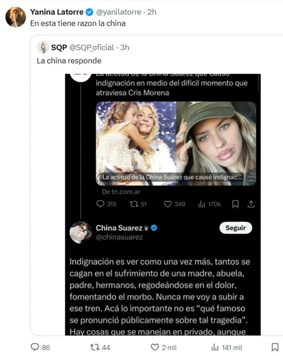 Yanina Latorre - China Su&aacute;rez