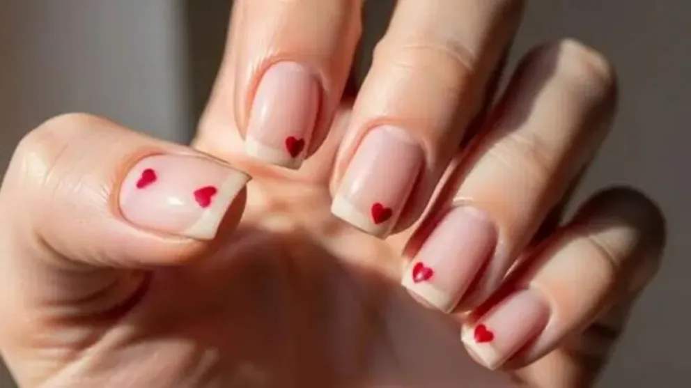 Modelo uno de Nail Art para San Valent&iacute;n