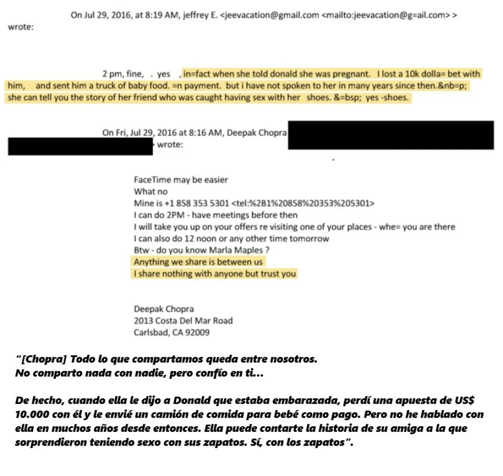 Jeffrey Epstein y Deepak Chopra
