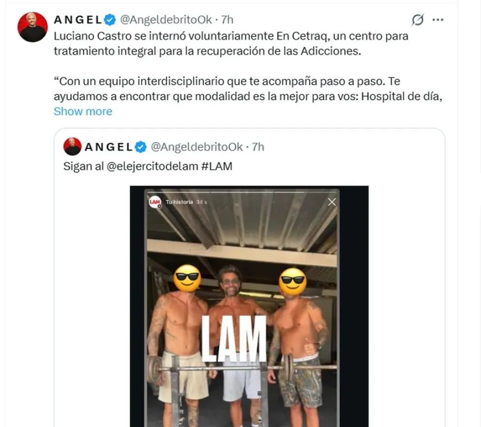 Primeras im&aacute;genes de Luciano Castro en el centro de rehabilitaci&oacute;n