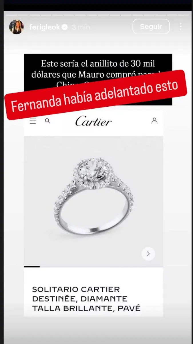 El lujoso anillo que Mauro Icardi le regal&oacute; a la China Su&aacute;rez