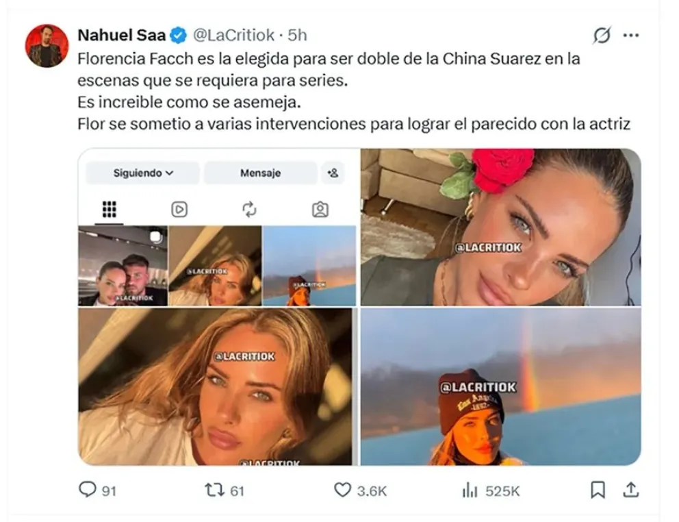 La doble de la China Su&aacute;rez en sus escenas impresiona parecido