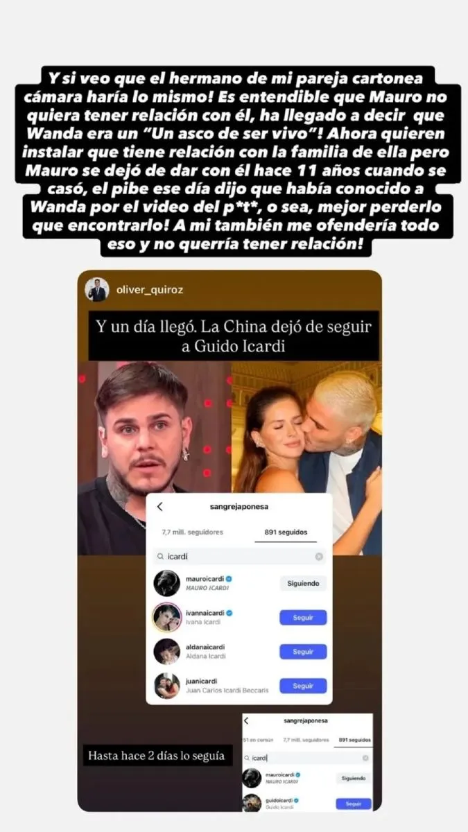 La reacci&oacute;n de la China Su&aacute;rez ante el gesto del hermano de Mauro Icaredi