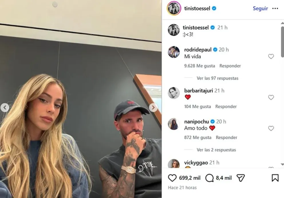 La imagen que sac&oacute; las dudas de crisis entre Tini Stoessel y Rodrigo de Paul