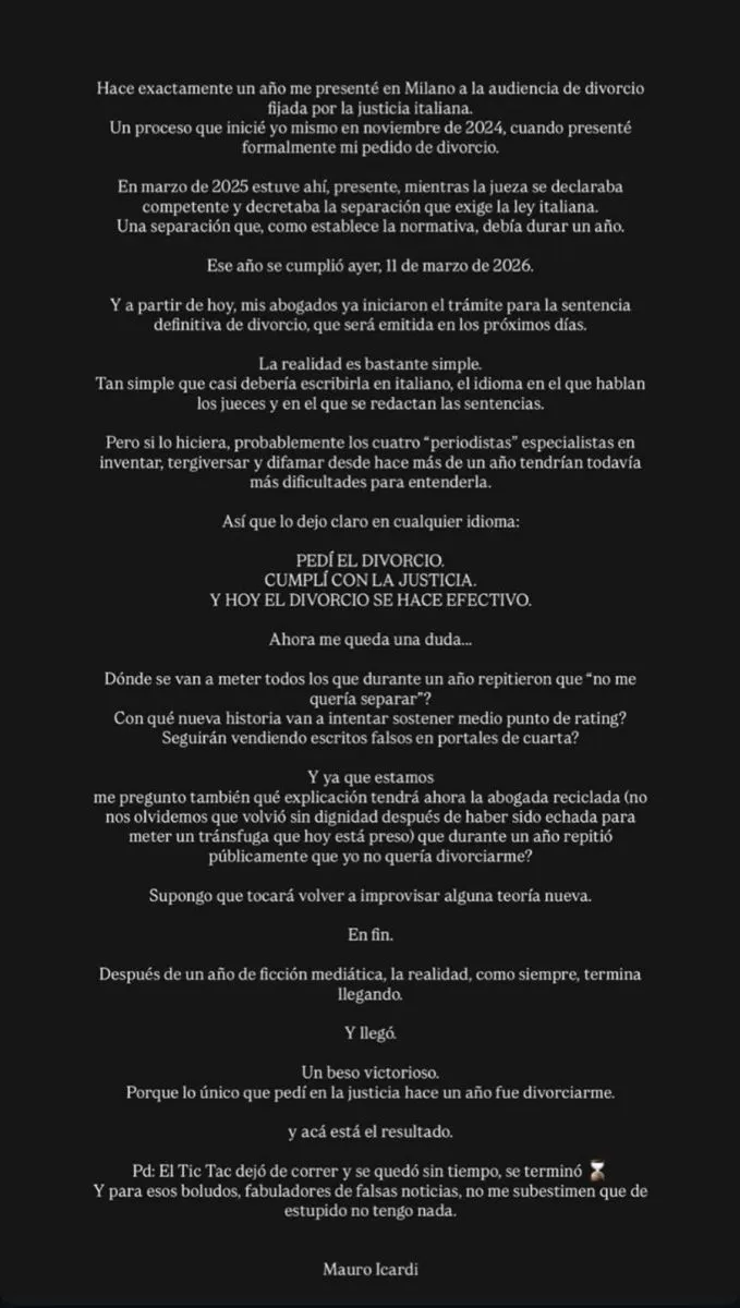 Mauro Icardi se descarg&oacute; a todos en un comunicado p&uacute;blico