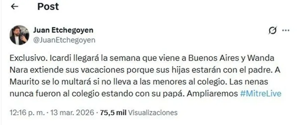 Mauro Icardi regresa a la Argentina a ver a sus hijas pero Wanda Nara le prepar&oacute; su llegada