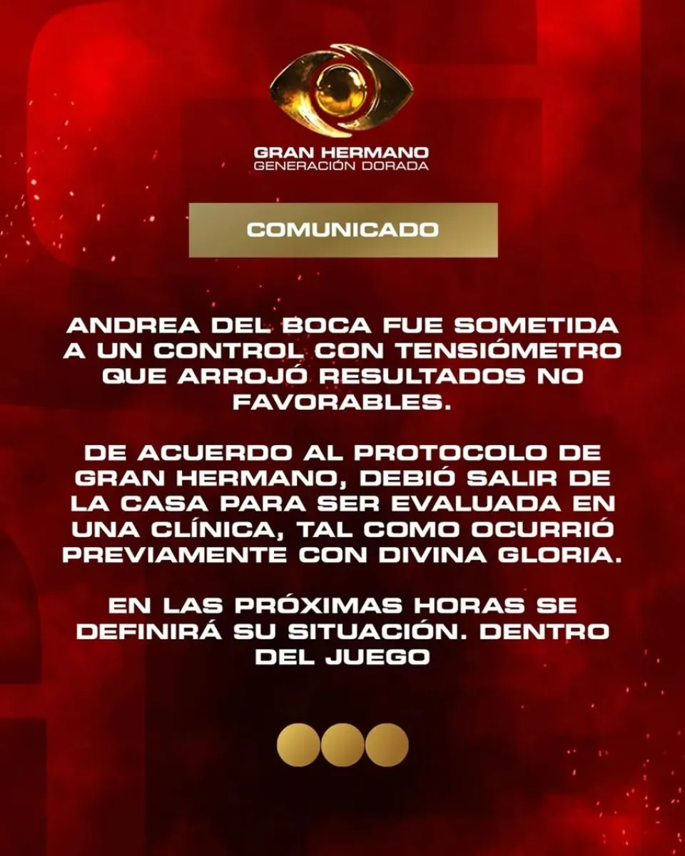 Andrea del Boca fue sacada en ambulancia de Gran Hermano