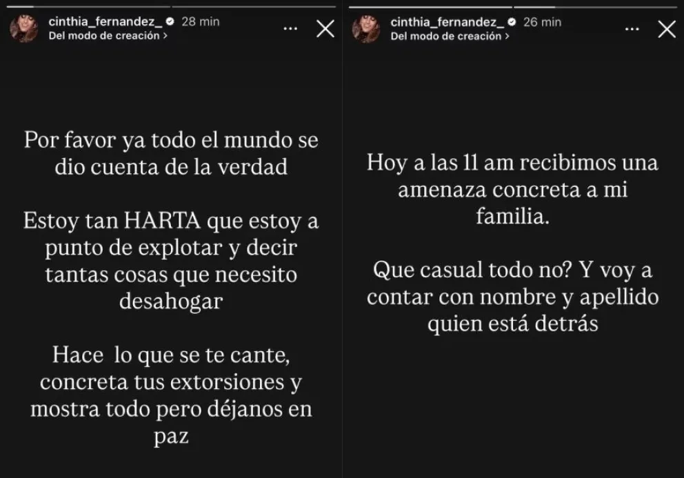 Cinthia Fern&aacute;ndez recibi&oacute; amenazas