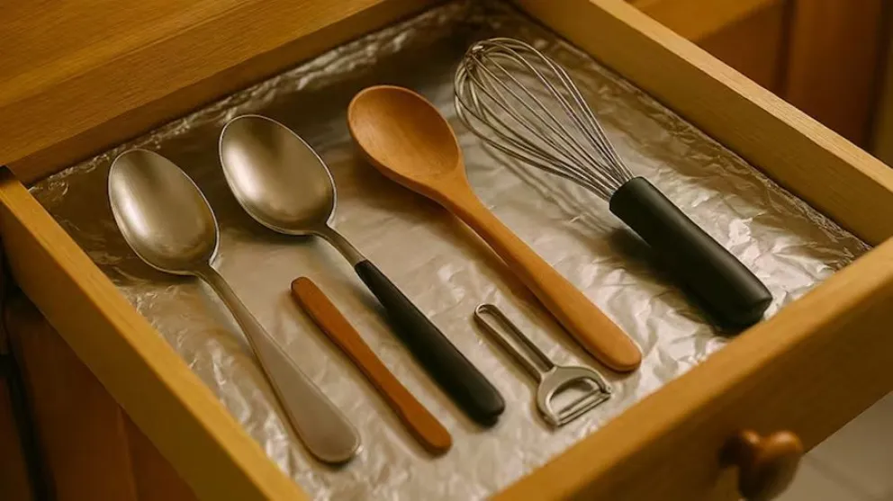 El incre&iacute;ble truco con papel de aluminio que mantiene tu cocina en orden