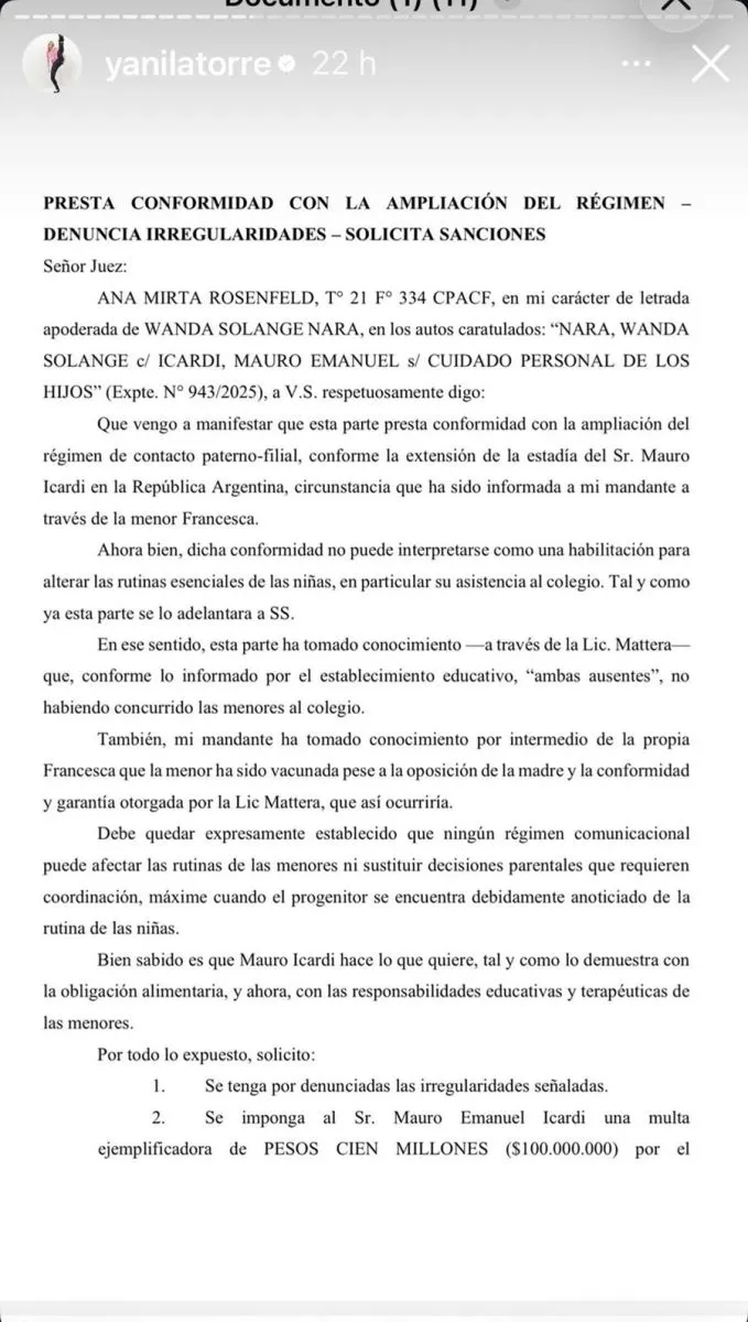 Wanda Nara fulmin&oacute; a Mauro Icardi sobre sus hijas