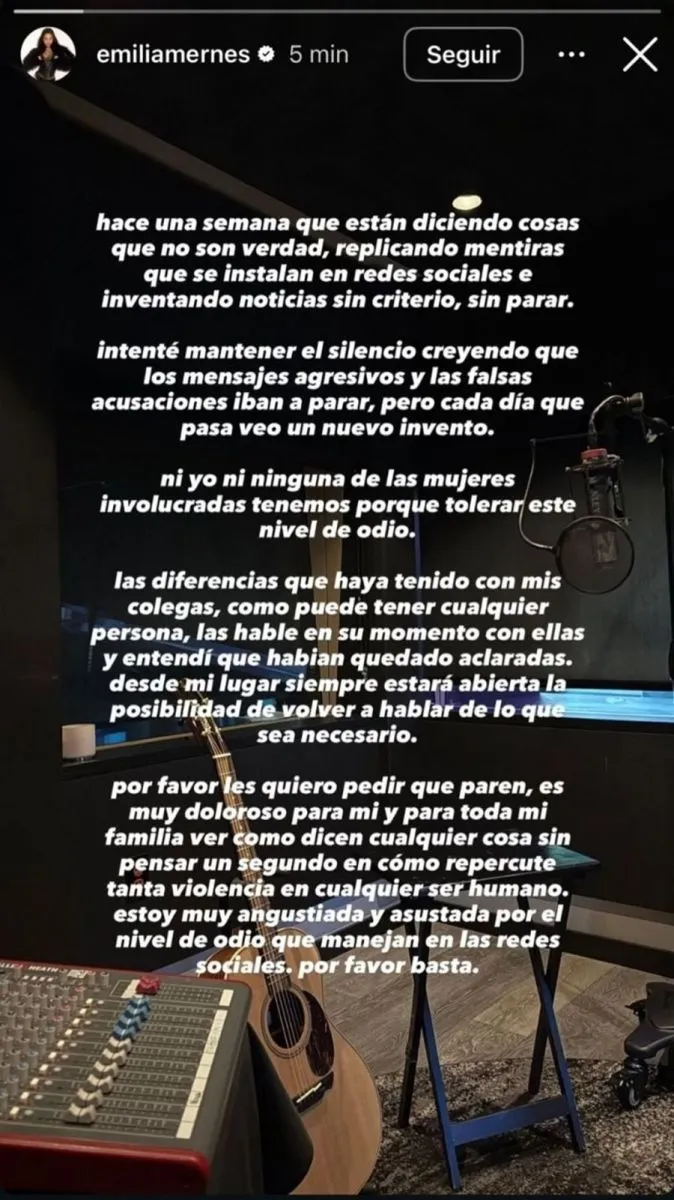 El duro descargo de Emilia Mernes despu&eacute;s de d&iacute;as de silencio